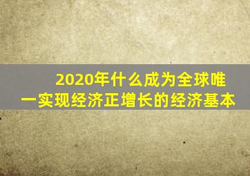 2020年什么成为全球唯一实现经济正增长的经济基本
