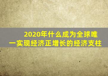2020年什么成为全球唯一实现经济正增长的经济支柱