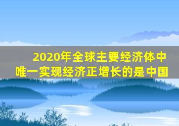 2020年全球主要经济体中唯一实现经济正增长的是中国