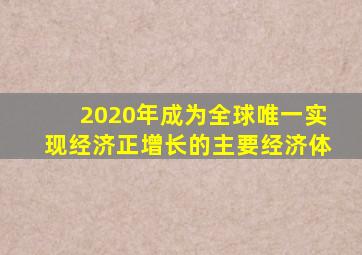 2020年成为全球唯一实现经济正增长的主要经济体