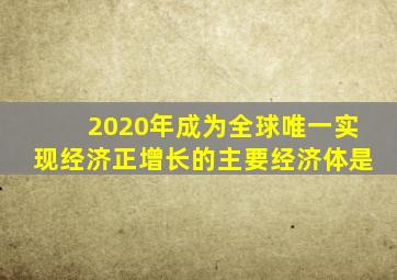 2020年成为全球唯一实现经济正增长的主要经济体是