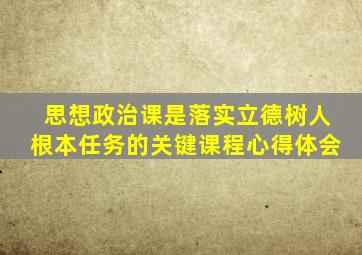 思想政治课是落实立德树人根本任务的关键课程心得体会