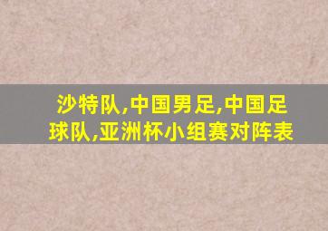 沙特队,中国男足,中国足球队,亚洲杯小组赛对阵表